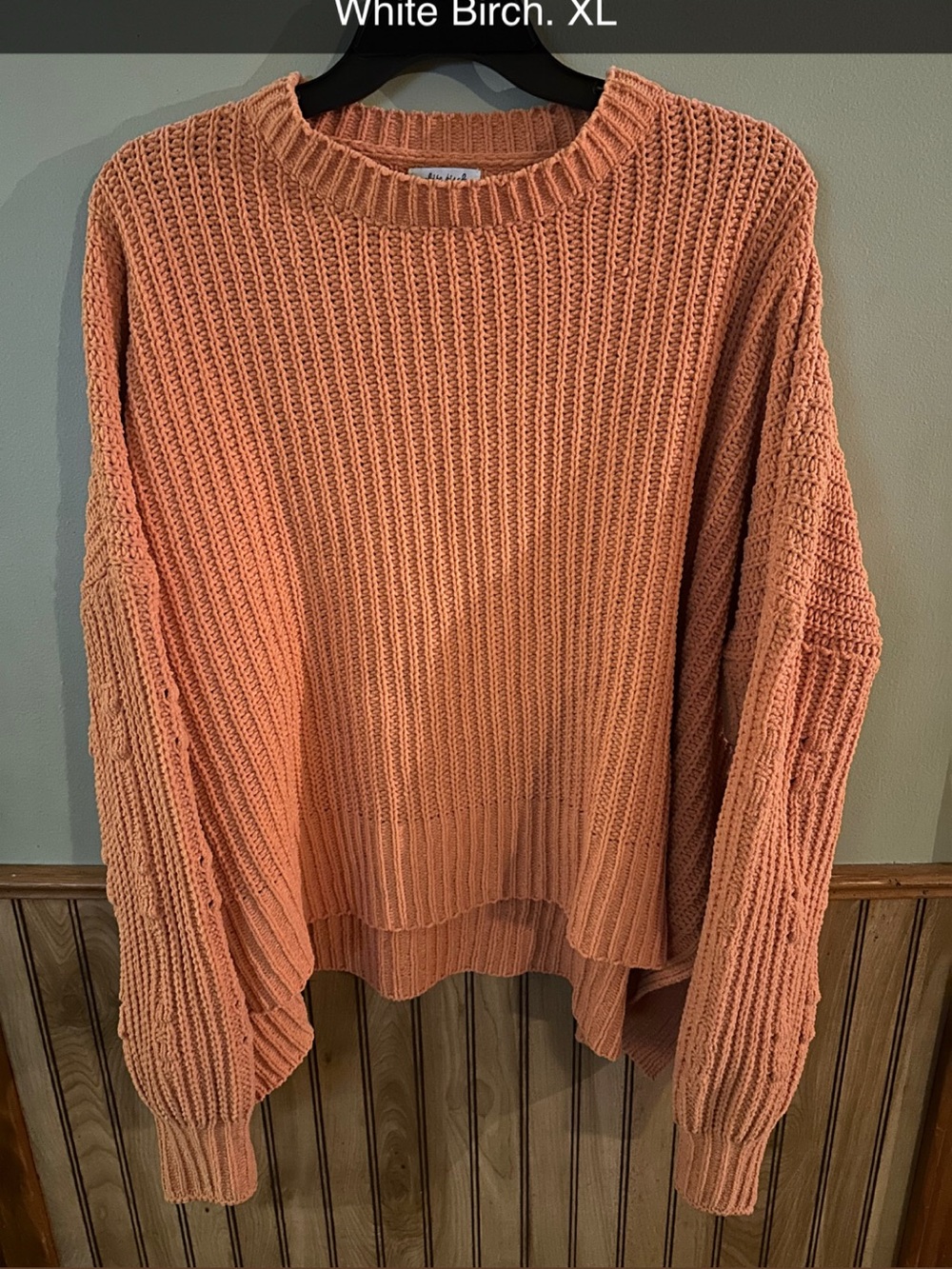 white birch Coral Ribbed Crewneck Oversized Sweater